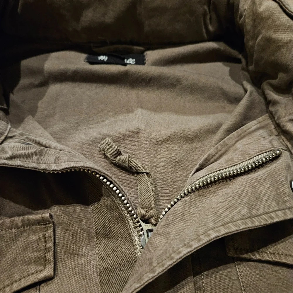 Madewell Mens XL M65 Field Jacket Brown Military Utility Hidden Hood NWOT